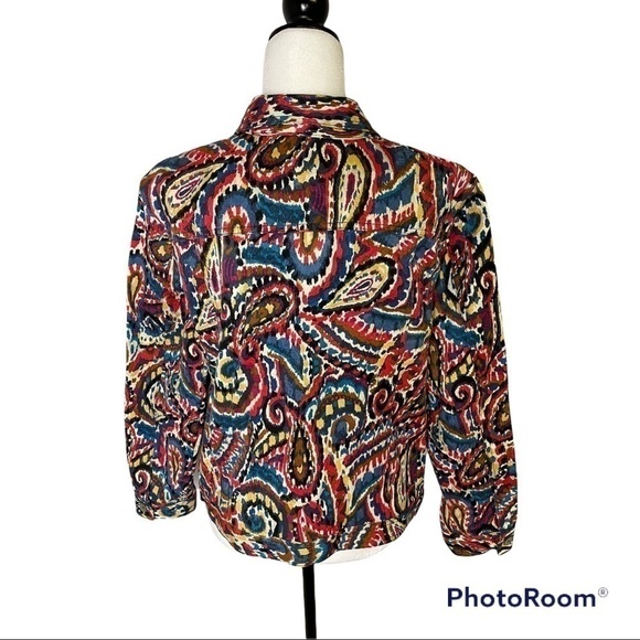 RUBY Rd. Multi Color Abstract Jacket w Pearl Buttons Sz 18 - Picture 4 of 7